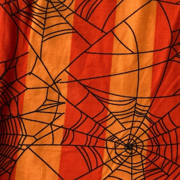 NWT LuLaRoe TC leggings Halloween orange vertical stripes spiderweb Whimsygoth - Picture 2 of 3